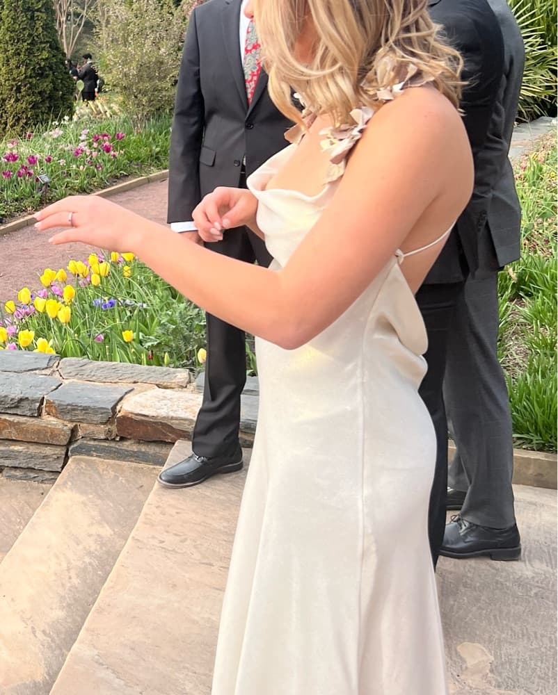 Elegant Gold Satin Gown - Image 2