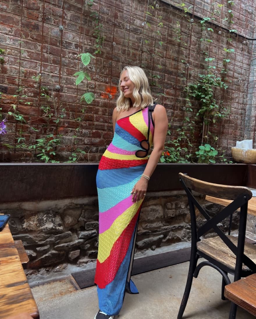 STAUD Rainbow One Shoulder Knit Dress - Image 1