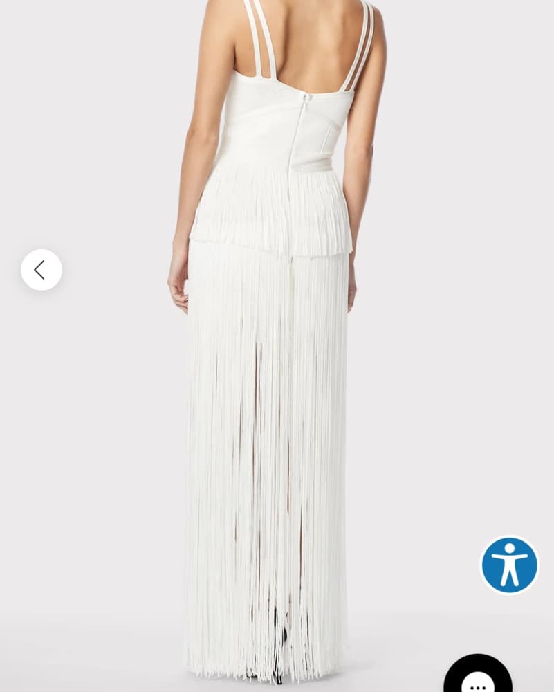 Herve Leger White Fringe Maxi Dress - XS - Image 3