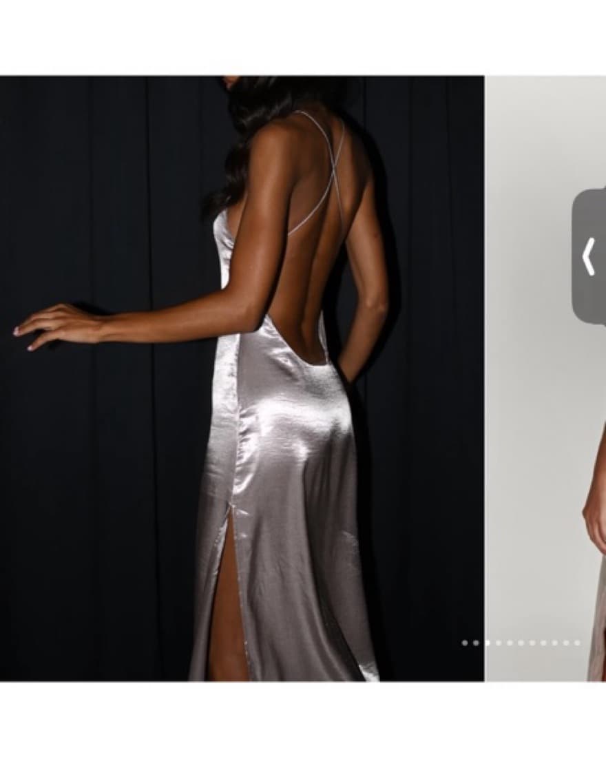 Meshki Silver Satin Maxi Slit Dress - Image 2