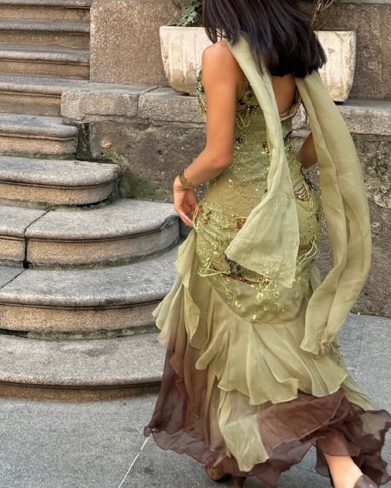 The Enchanted Ivy Gown - Sage, beaded - Image 6
