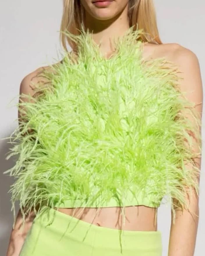 Cult Gaia Green Feather Crop Top  - Image 1