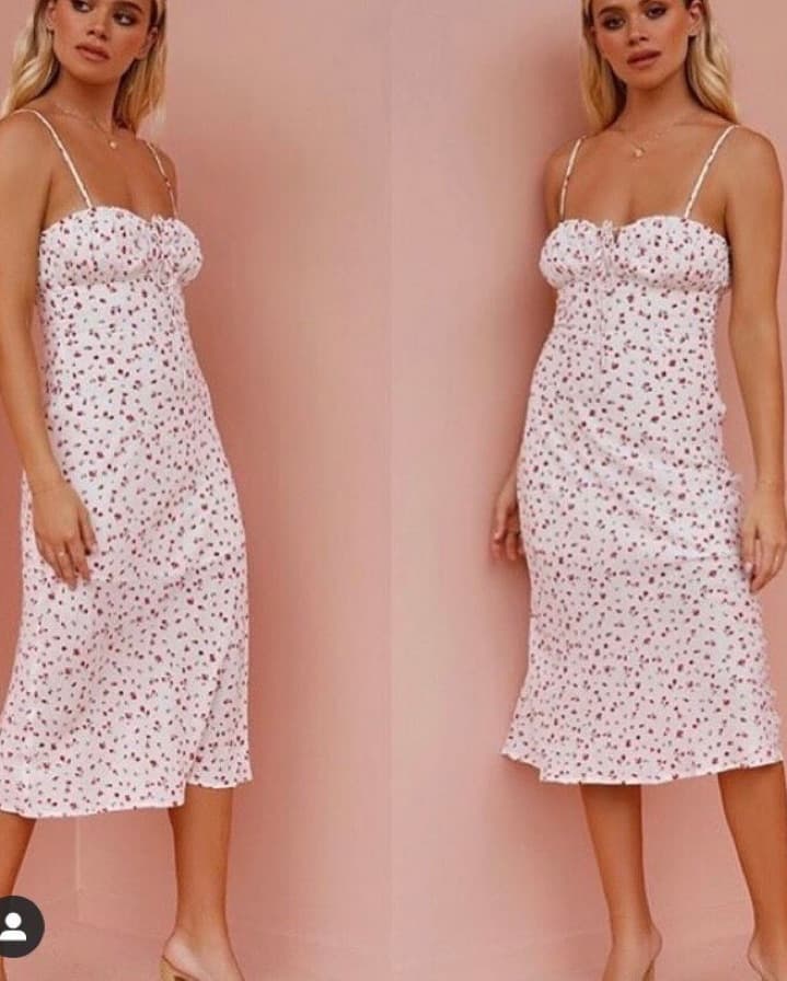 White Midi Dress With Rosettes  - Image 2