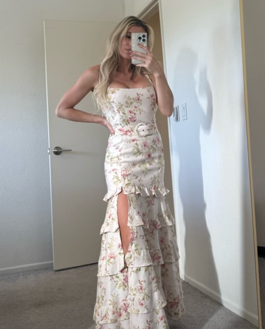 V. Chapman Pia Dress In Pink Rose Print - Image 2