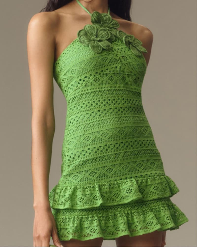 Farm Rio Floral Crochet Mini Dress - Image 4