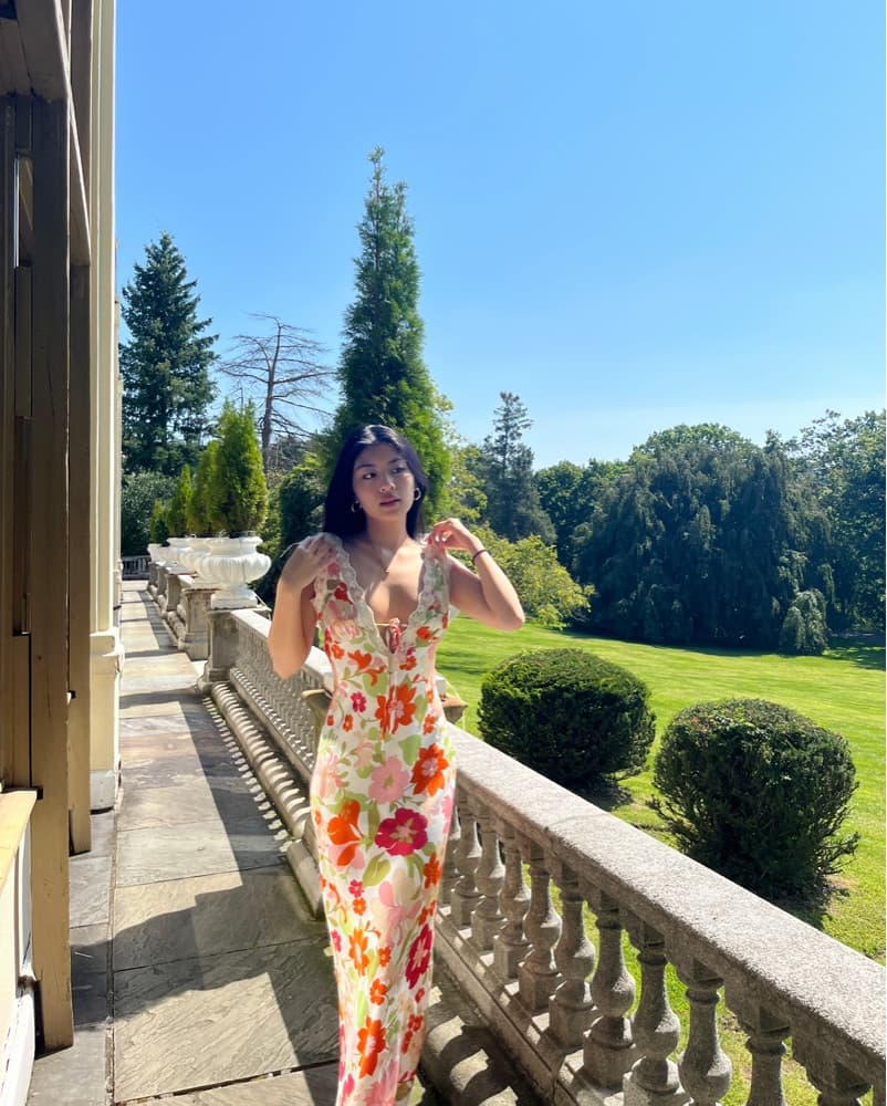 Floral Lace Trim Maxi Dress - Image 1