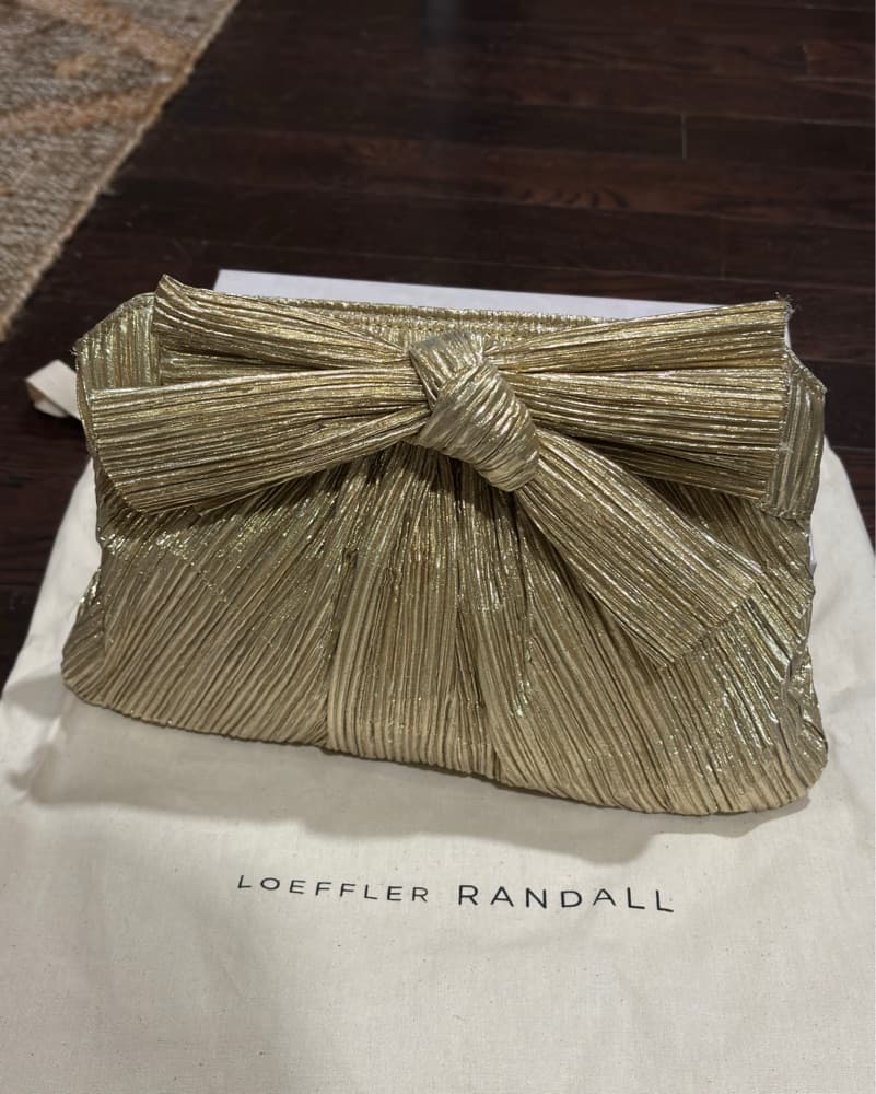 Gold Pleated Bow Clutch  - Image 4