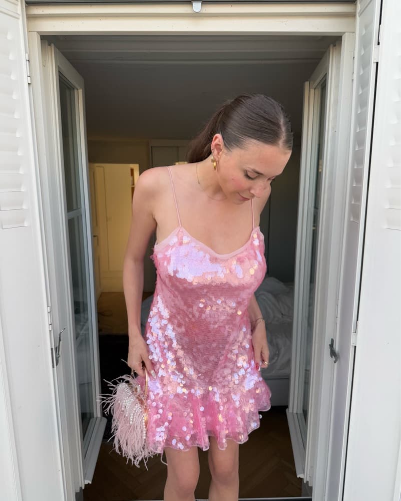 LoveShackFancy Albina Pink Sequin Dress - Image 3