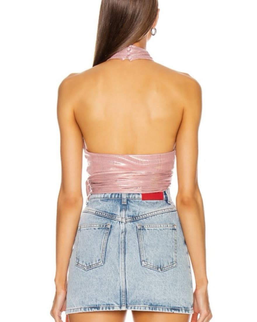 FWRD ATOIR Metallic Pink Halter Top - Image 3