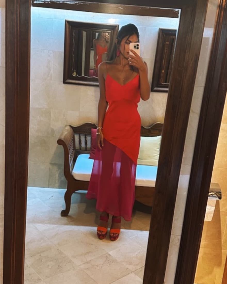 Pink/Red Asymmetrical Dress - Image 2