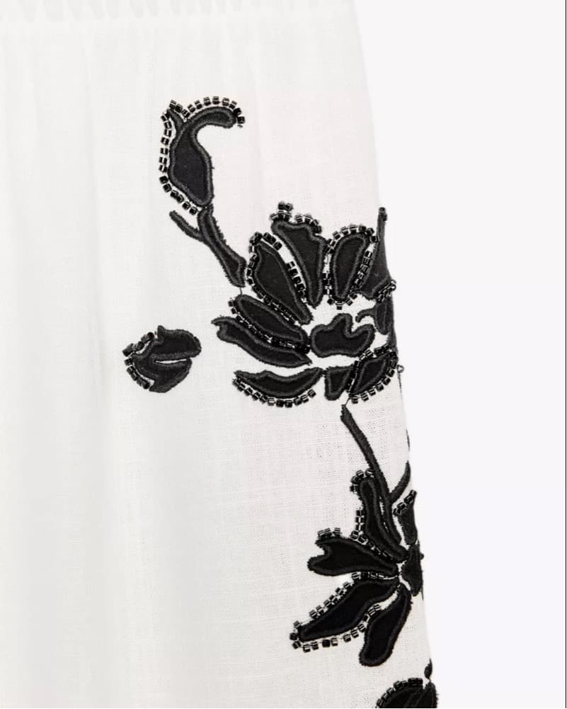 Linen White & Black Embroidered Set - Image 4