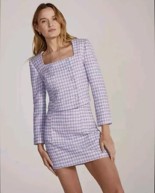 Lilac Houndstooth Tweed Top - Image 6