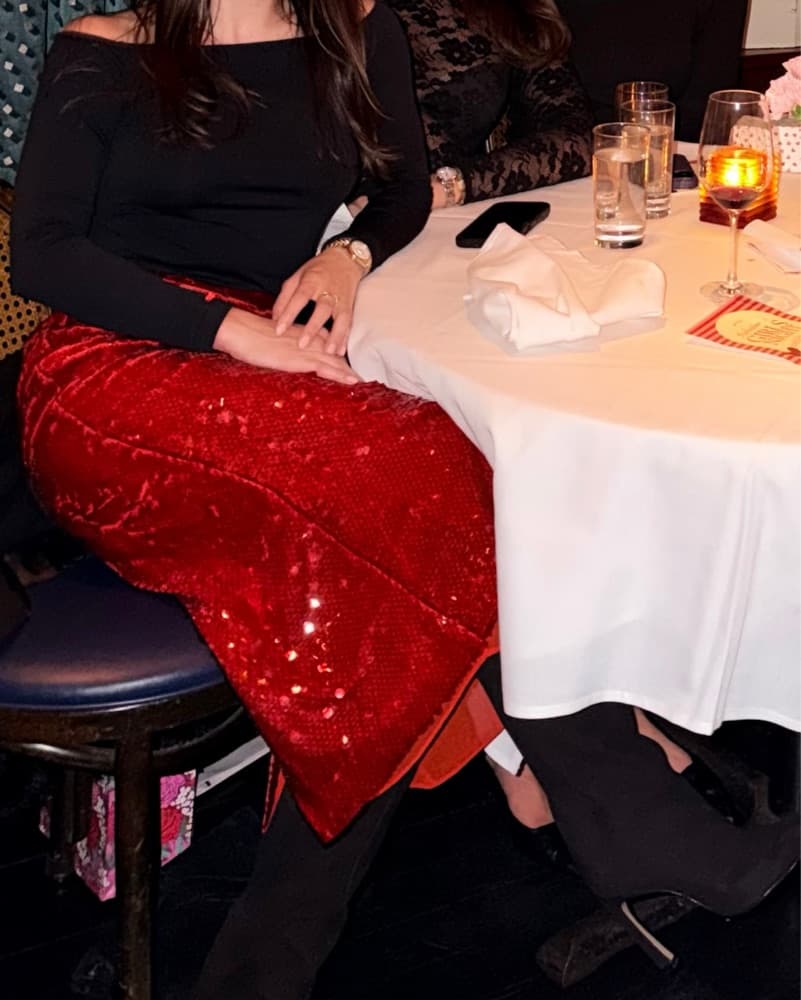 Zara red Sequin Skirt - Image 2