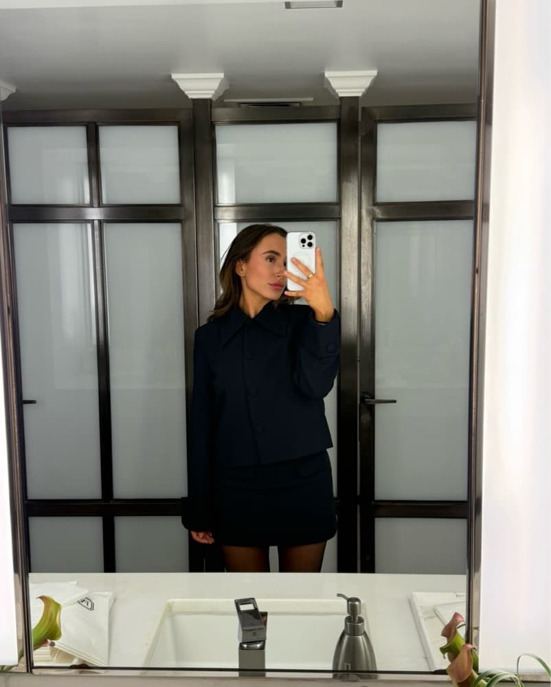 Odd Muse Navy Blue Skirt Blazer Set - Image 6