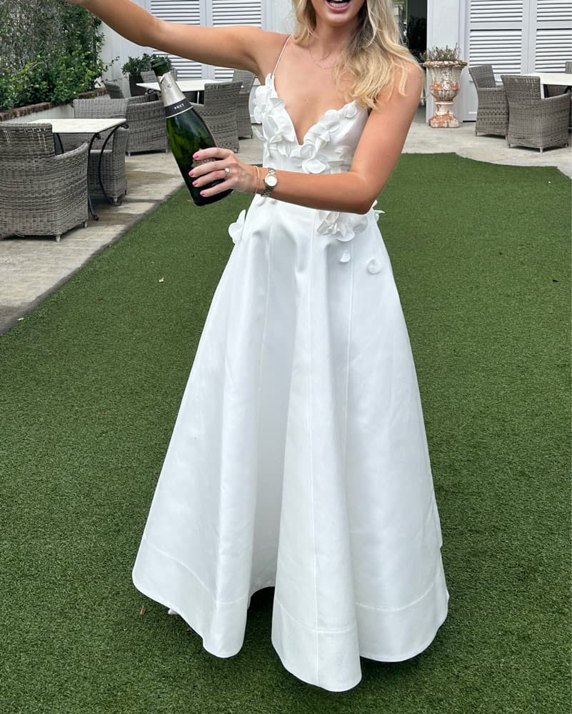 Acler Floral Applique White Bridal Dress - Image 6
