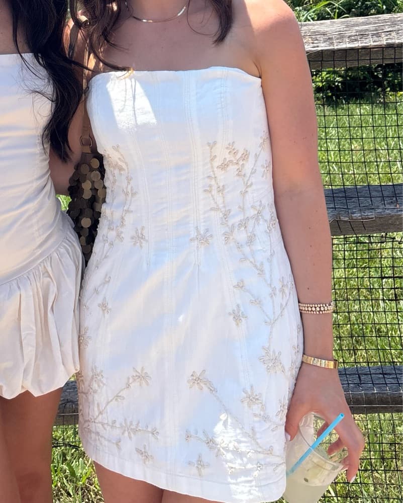 Free People Strapless White Mini Dress - Image 4