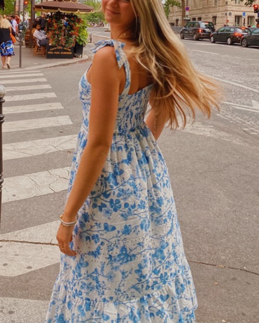 Blue And White Floral Dress - Image 3