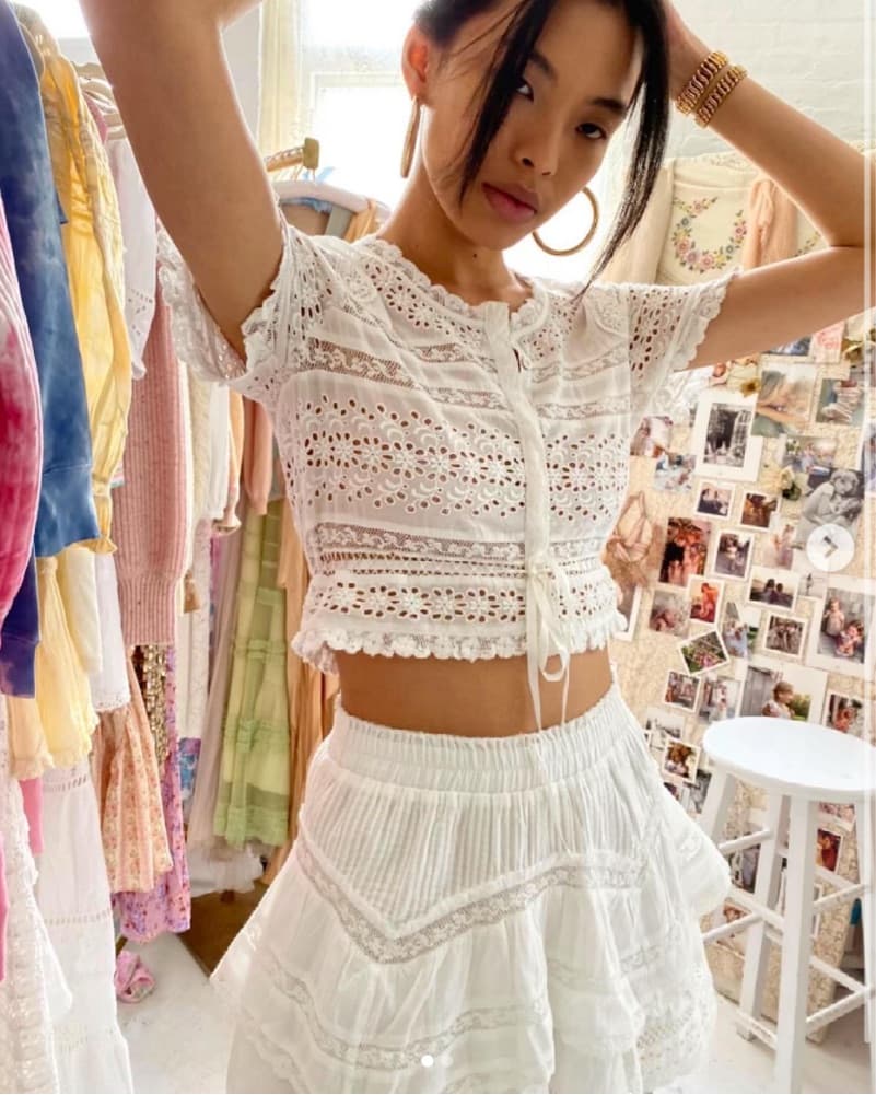 Loveshackfancy Eyelet Lace Top - Image 1