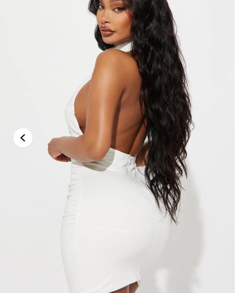 White Ruched Mini Dress  - Image 3