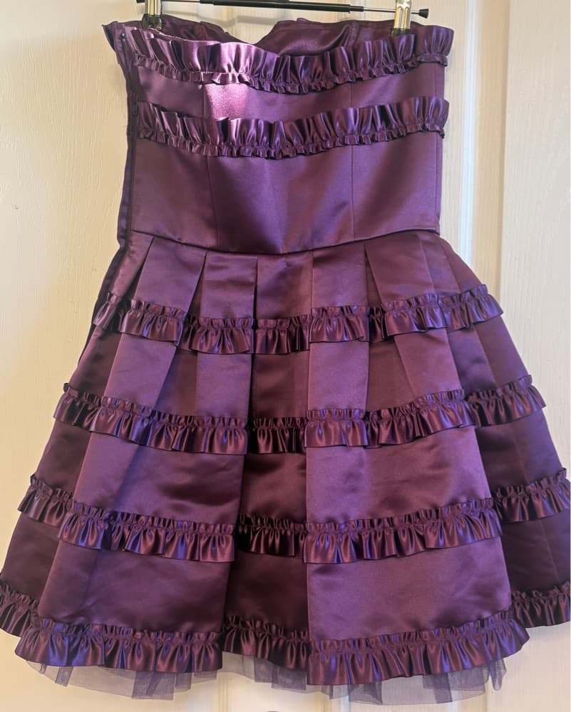 Ruffly Purple Satin Betsey Johnson Dress - Image 6