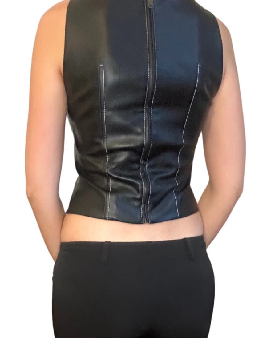 Aya Muse Faux Leather Crop Top - Image 2