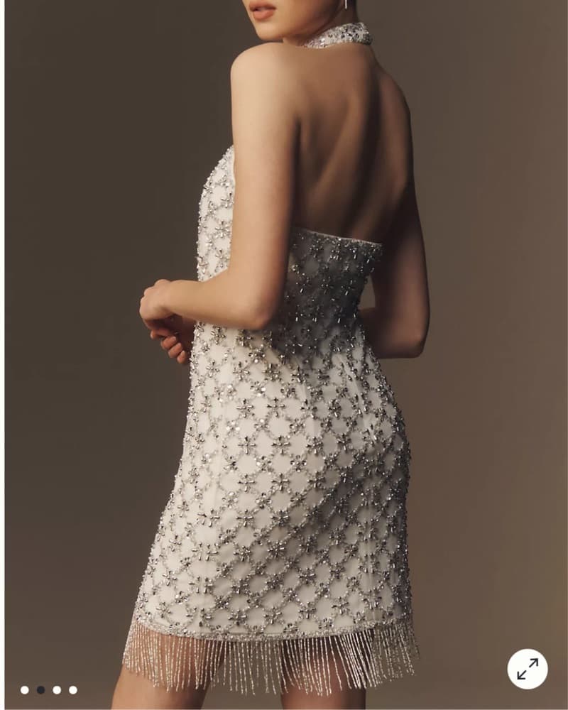 Anthropology Halter Beaded Mini Dress - Image 2