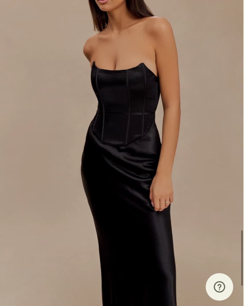 Black Satin Corset Maxi Dress - Image 4