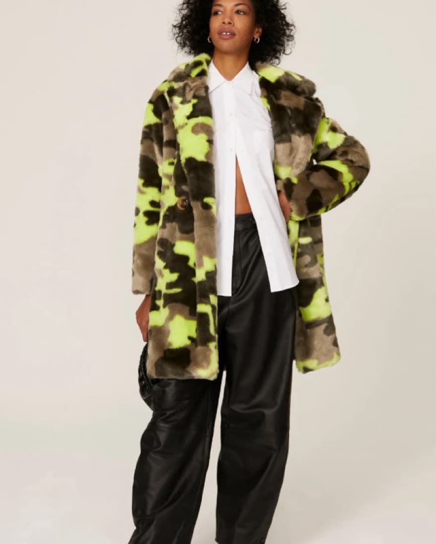 Camo Faux Fur Coat - Image 4