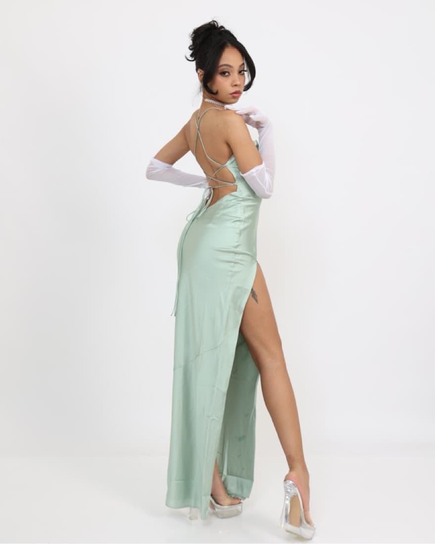 Sage Maxi Thigh High Split Dress - Image 3