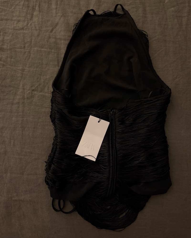 Zara Black Fringe Halter Neck Top  - Image 3