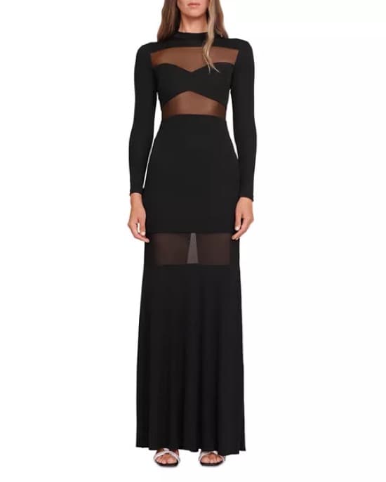 Staud Falcon Black Mesh Maxi Dress - Image 1