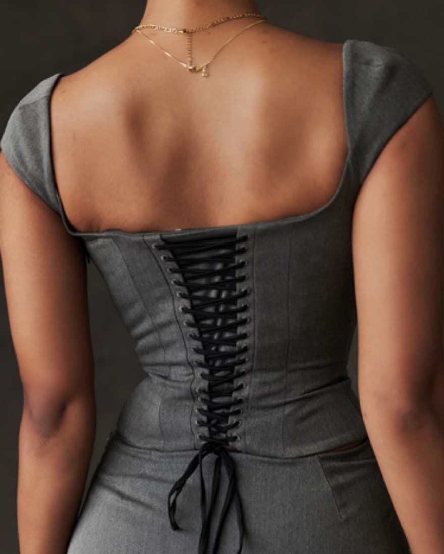 House Of CB Rowena Top In Grey - Image 3