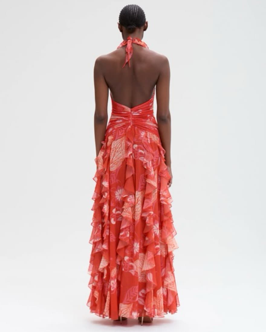 $1197 PatBo Red Floral Halter Maxi Dress - Image 3