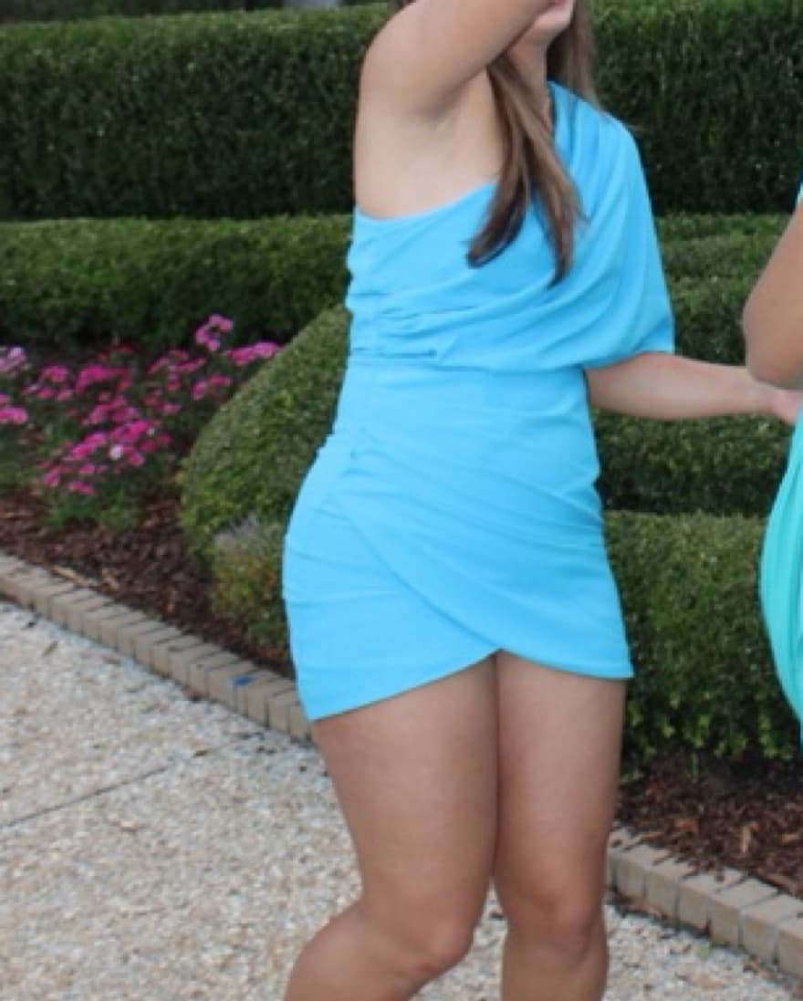 Blue Mini One Shoulder Dress - Image 2
