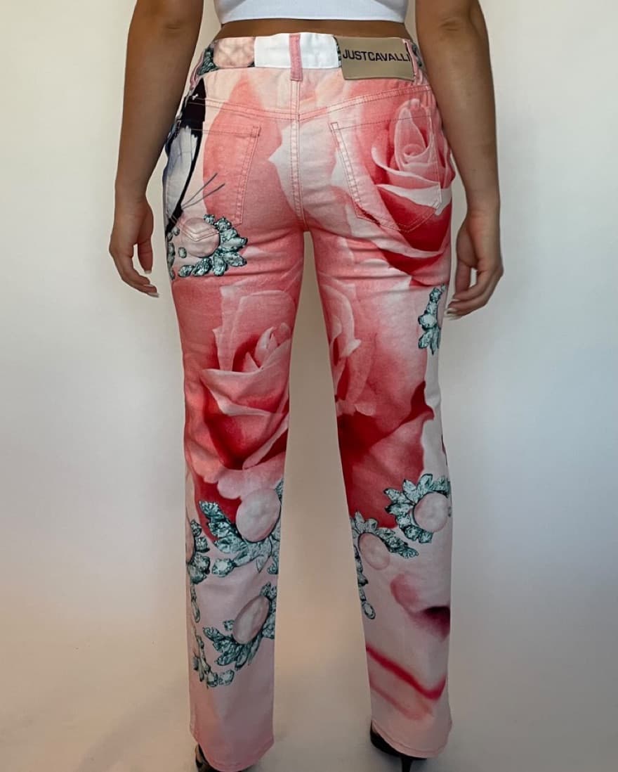 Pink 2000s Cavalli Abstract Jeans  - Image 1