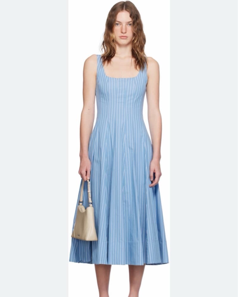 Staud Blue Wells Midi Dress - Image 1