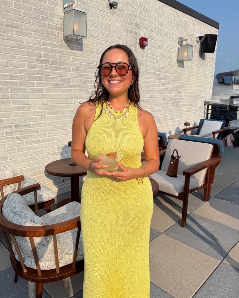 Yellow Sparkly sequin Knit long Dress - Image 1