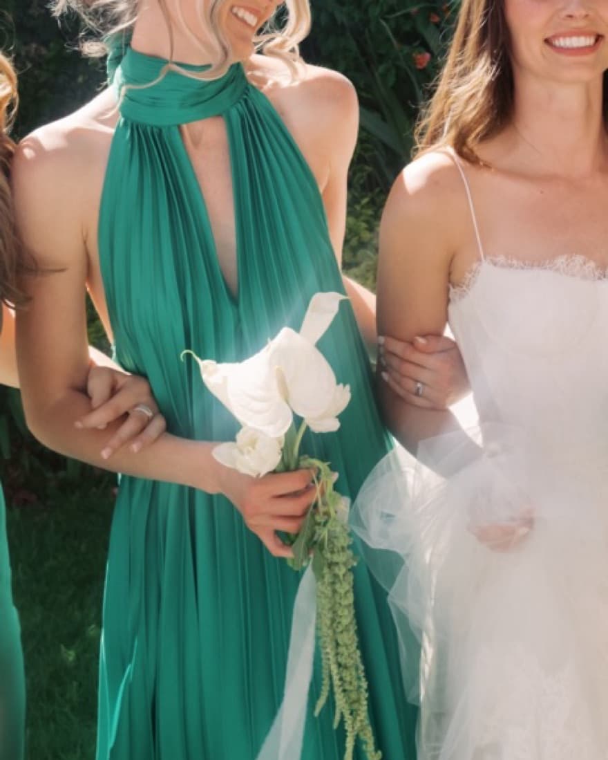 MANGO Green Pleated Tie Neck Halter Midi - Image 2