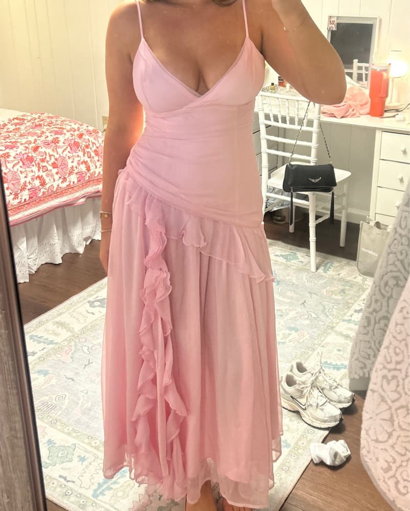 Yvanna Ruffle Maxi Dress In Soft Pink - Image 1