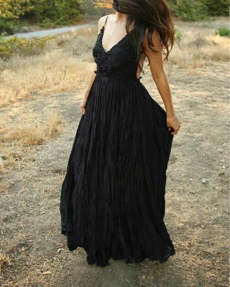 Black Backless Maxi Dress - Image 1