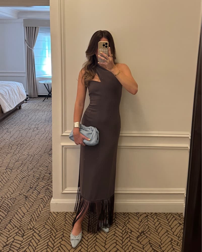 Nanushka Fringe One Shoulder Dress - Image 2
