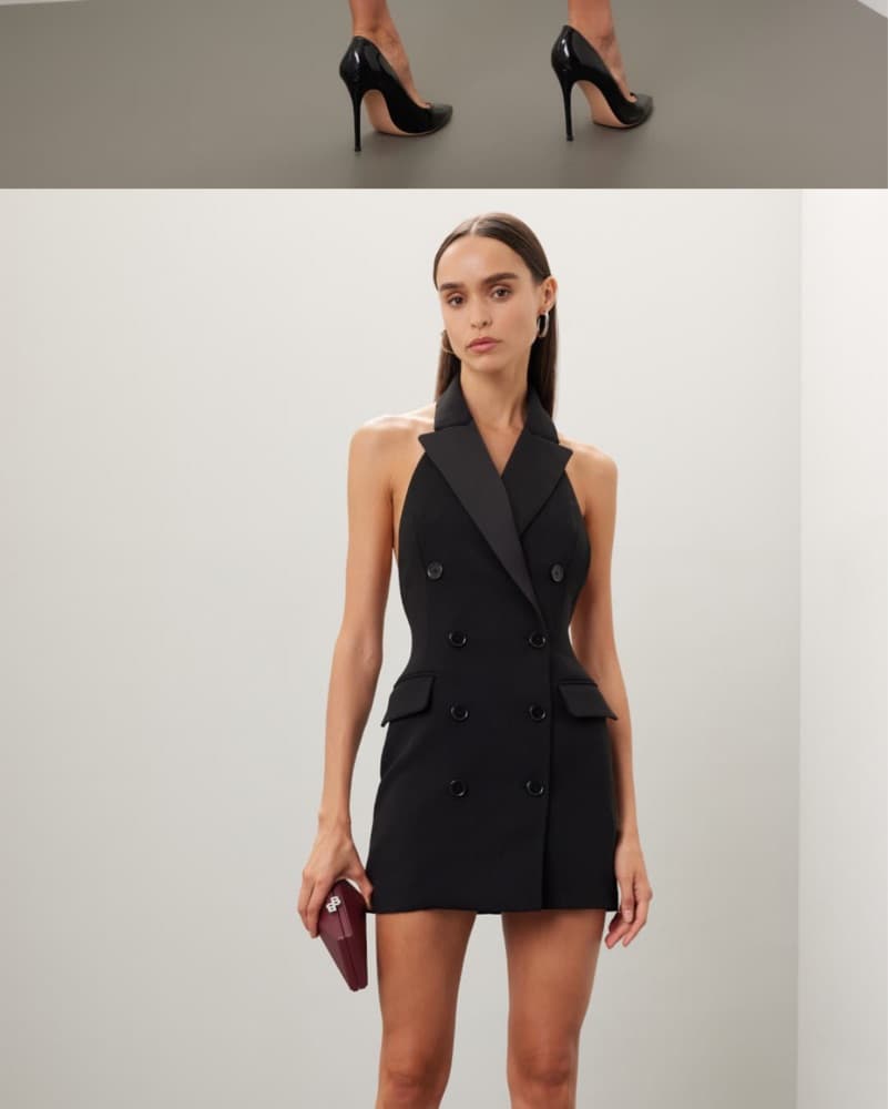 Ronny Kobo Black Halter Blazer Dress - Image 3
