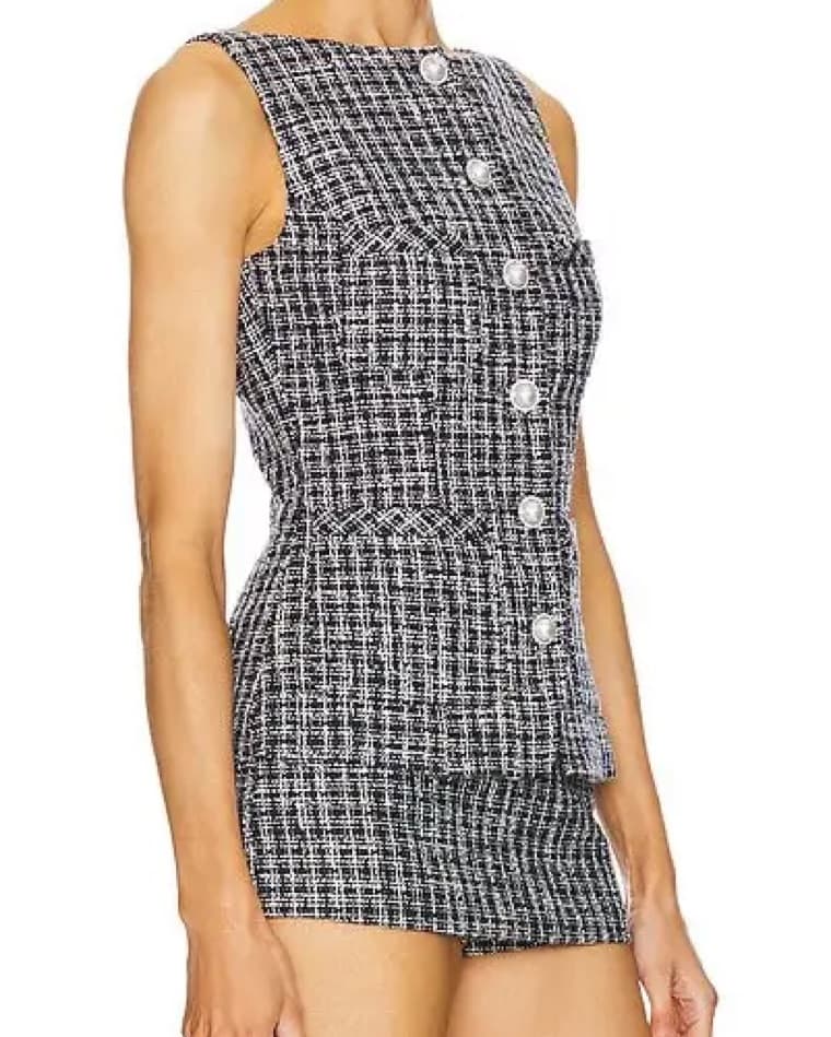 Chic Tweed Set with Pearl Buttons - Image 2