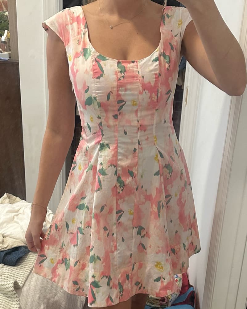 Floral Smocked Mini Dress - Image 1