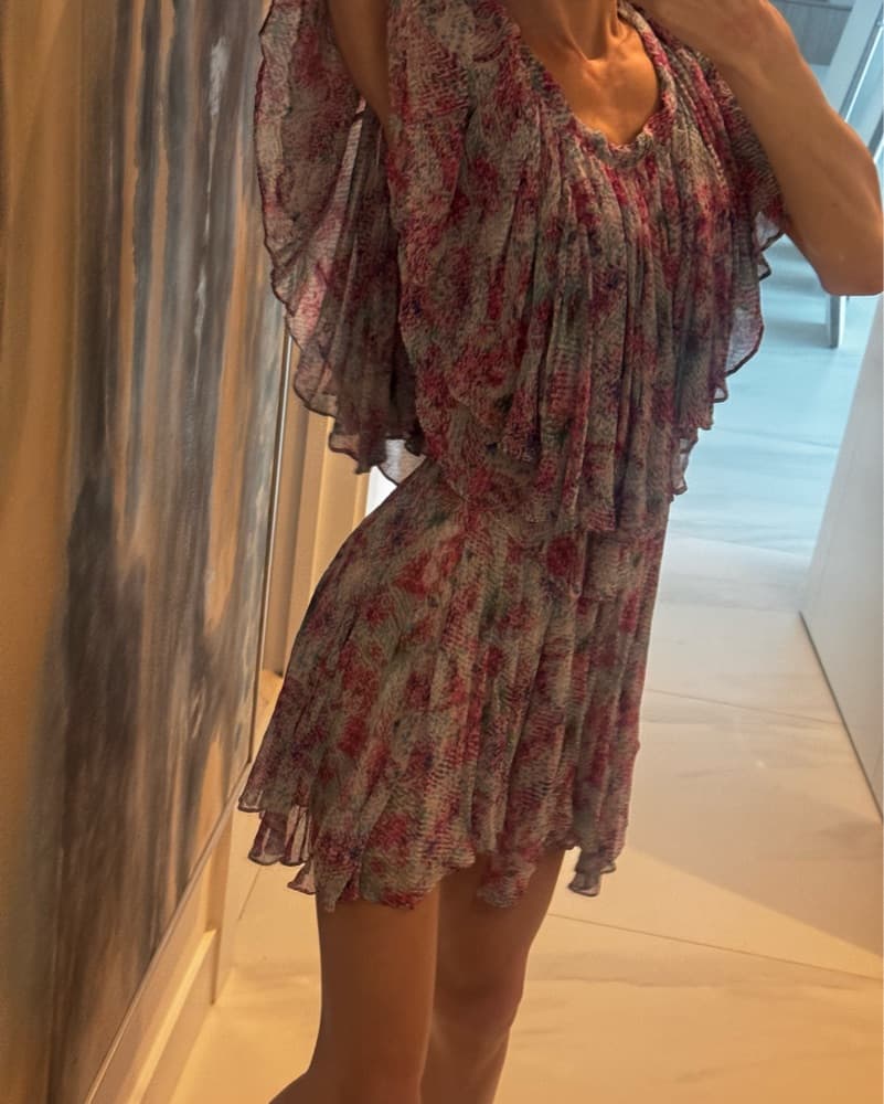 Isabel Marant Amelie Silk Ruffle Mini Dress - Image 4