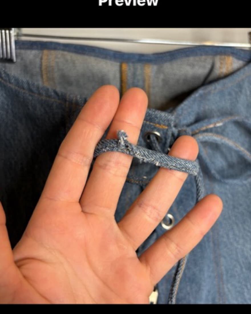 EB DENIM Strapless Lace-up Denim Mini Dr - Image 4