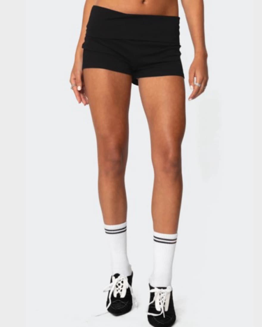 Black Knit Micro Shorts - Image 1