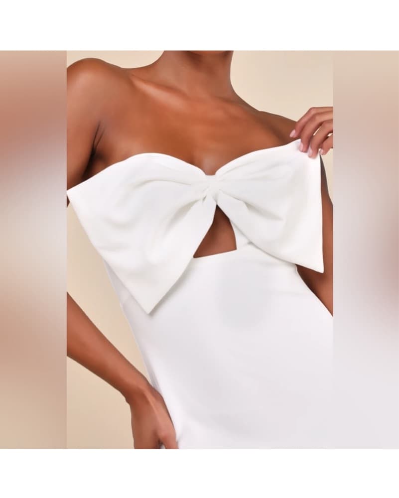 LuLus White Bow Strapless Maxi Dress - Image 2