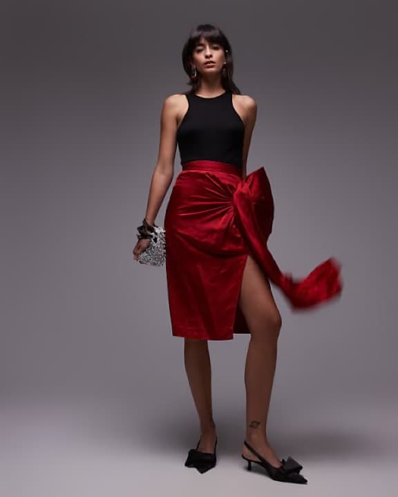 & Other Stories Red Bow Skirt - Image 4