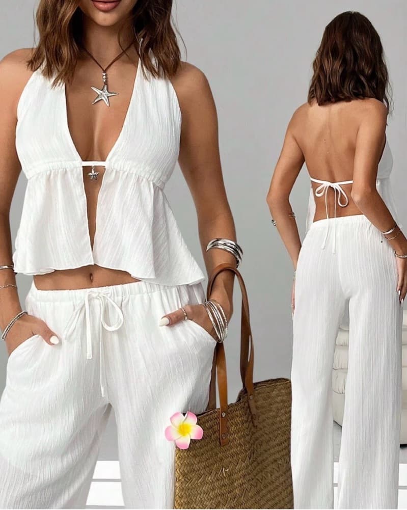 Elegant White Jumpsuit with Cutouts - Image 1